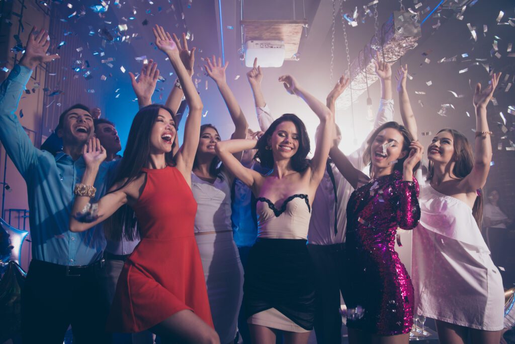 A group of people partying